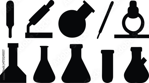 Laboratory Equipment Silhouettes Set