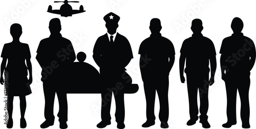 Silhouette Figures and Helicopter people woman