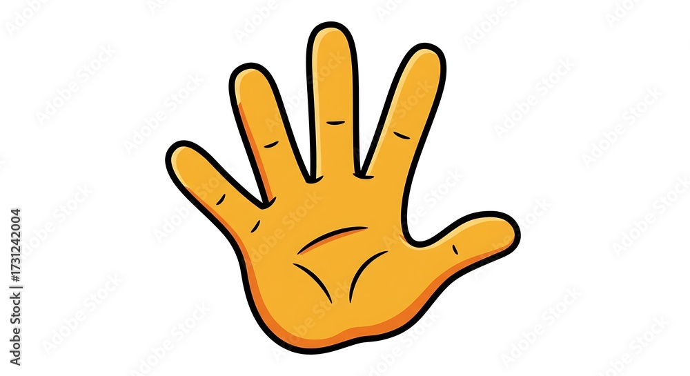 Obraz premium Cartoon hand showing five fingers isolated on white background