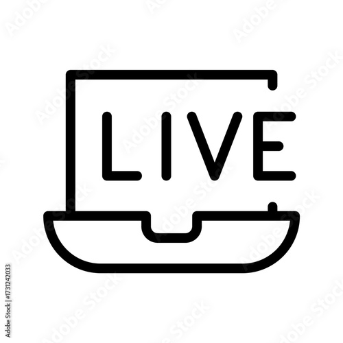 Live Streaming Icon  Laptop with Live Broadcast Symbol