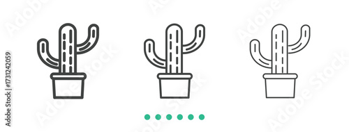 Cactus icon. Thin line icon vector