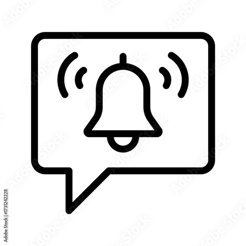 Notification Bell Icon Alert and Reminder Symbol in Speech Bubble