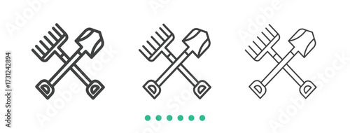 Garden tools icon. Thin line icon vector
