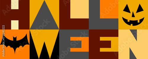 halloween mosaic vector card, social media post template