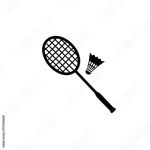 Badminton sport equipment vector silhouette