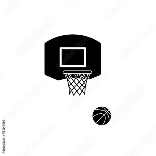 Basketball goal and ball silhouette icon
