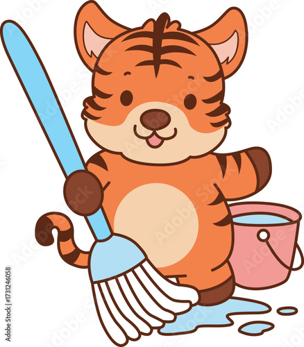 Illustrations of cute tiger character vector clip art for kids.