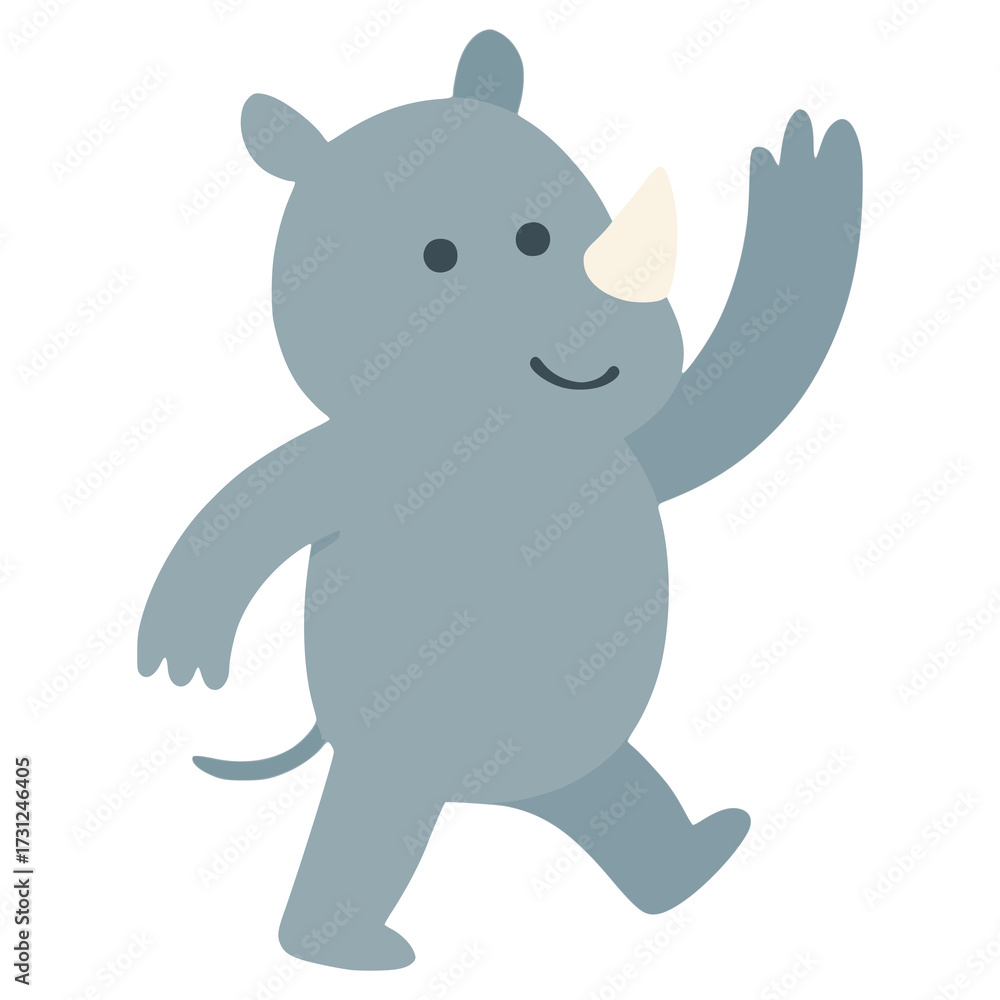 Fototapeta premium cute rhinoceros wild animal standing hand drawn flat color vector illustration template design