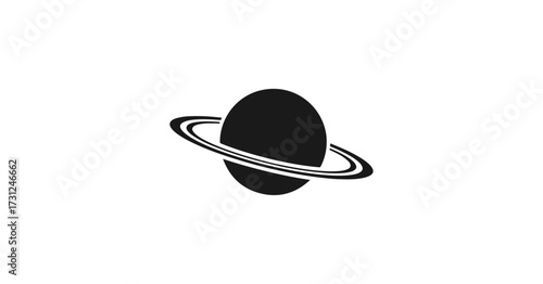 Planet saturn silhouette against black background