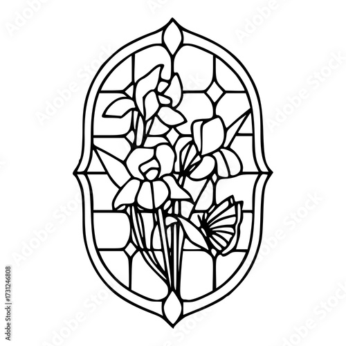 stained glass floral pattern illustration