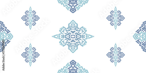 Blue Symmetrical Diamond Snowflake Scattered Patterns