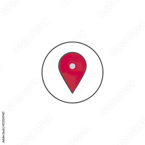 Red location pin icon within white circle against black background Free Download Red location pin icon within white circle against black background - GFXLoad