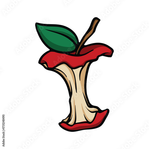 Bitten apple Cartoon Vector Illustration