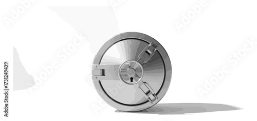 Secure vault door illustration isolated on black background