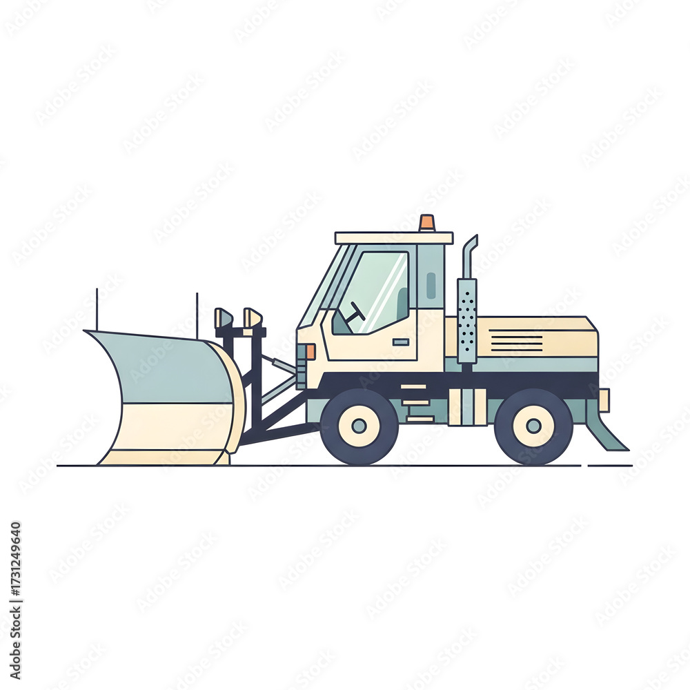 Fototapeta premium Snowplow Truck Flat Illustration Heavy Vehicle