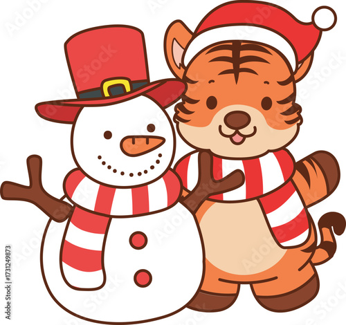 Illustrations of cute tiger character vector clip art for kids.