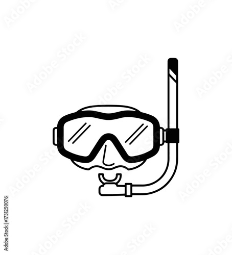 Snorkel mask illustration on black background for travel and recreation concepts