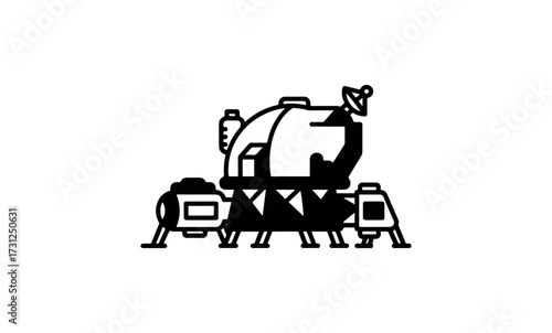 Spacecraft illustration in white on black background