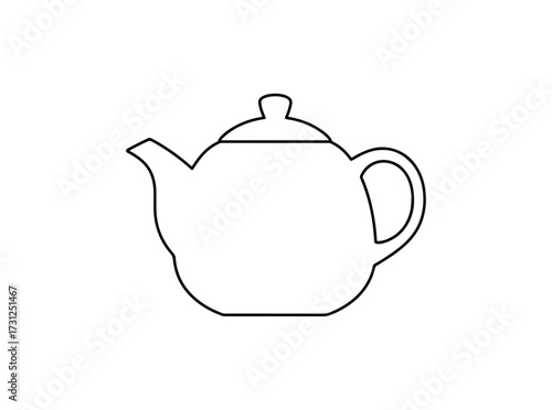 Teapot illustration white outline on black background vector