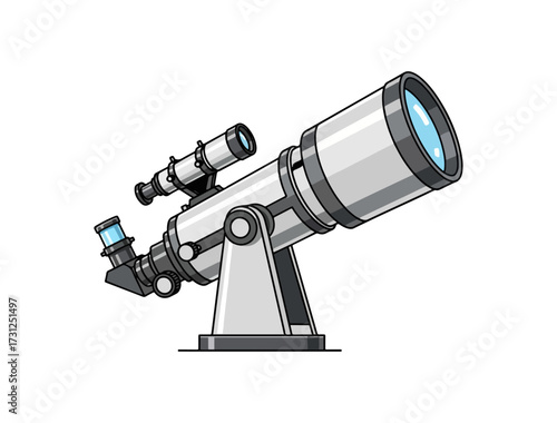 Telescope illustration against black background for scientific concept