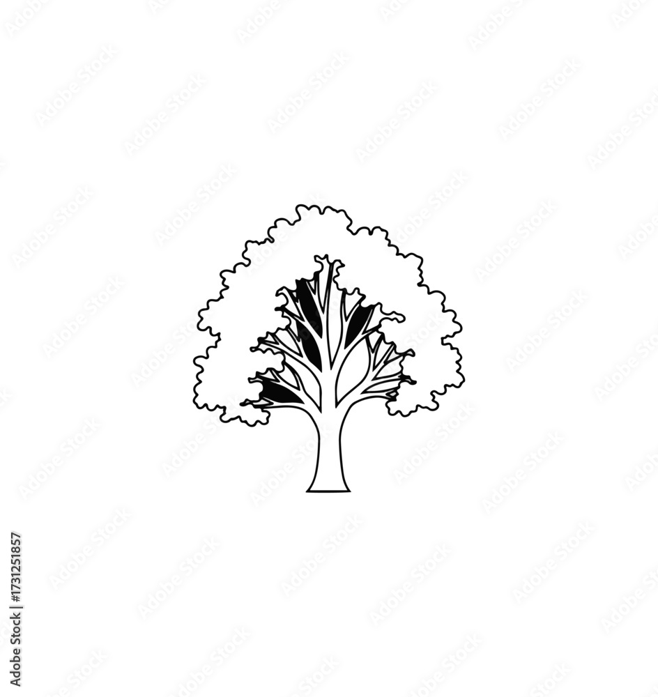 Obraz premium Tree silhouette white on black background nature concept