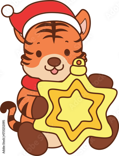 Illustrations of cute tiger character vector clip art for kids.