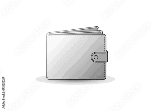 Wallet illustration with shadow and opened flap in flat design