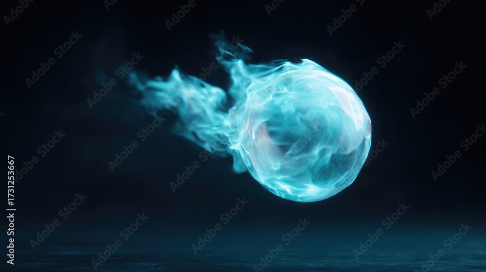 Fototapeta premium Glowing sphere emits ethereal wisps, creating captivating mystic