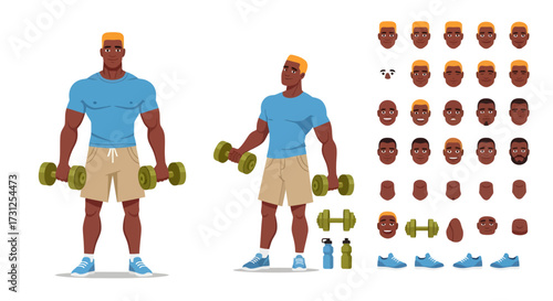 Vector art of man with dumbbells