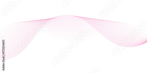 Abstract pink smooth wave on a white background. Dynamic sound wave. Design element. Vector illustration.	