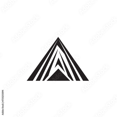 This striking abstract geometric design features a layered pyramid shape, symbolizing progress, strength, and a modern, forward-thinking approach for various brand identities.