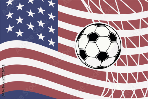 American Flag With Soccer Ball And Abstract Pattern football usa flag