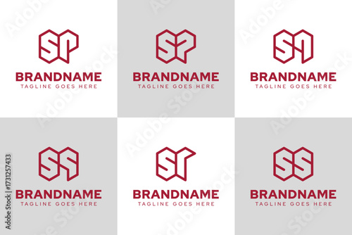 Letters SP SQ SR SS Geometric Logo Set, for PS QS RS SS initials
