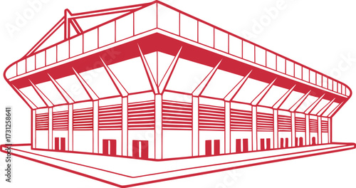 Red stadium building architectural illustration graphic design element architecture sports
