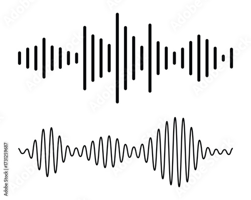 Vector set of sound waves icons. Audio waves icon, radio waves. Voice message icons. Interface design.