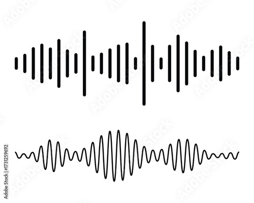 Vector set of sound waves icons. Audio waves icon, radio waves. Voice message icons. Interface design.
