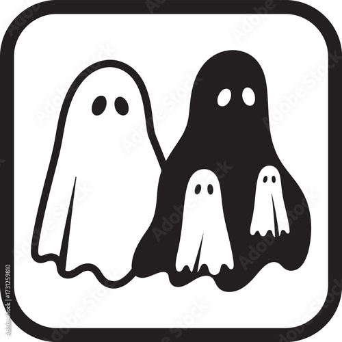Dark Mirror Twins Vector: Haunted Halloween Black White Reflection T-Shirt Graphic.