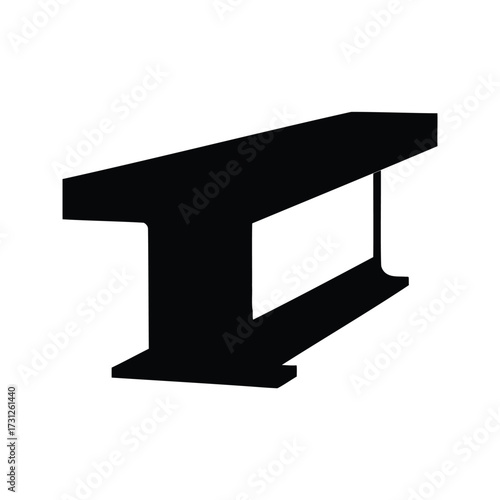 Black and white minimalist depiction of an Ibeam structural support system, steel beam silhouette vector illustration