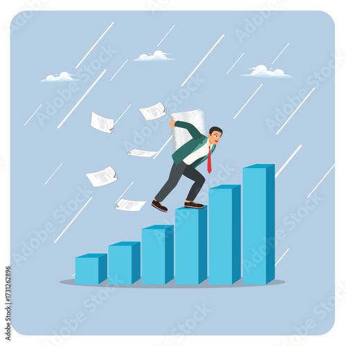 Motivation concept. Businessman Effort or hard work to success.