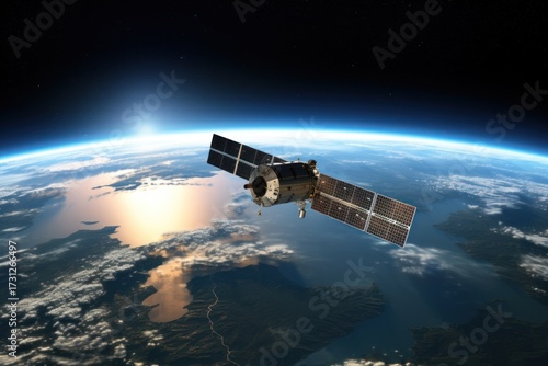 Wallpaper Mural Satellites are seen over the earth space astronomy technology. Torontodigital.ca