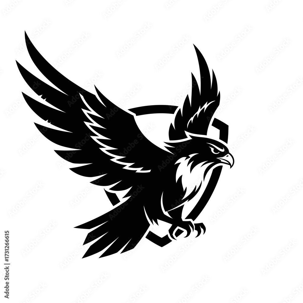 Obraz premium Striking Black Eagle Emblem with Shield Design