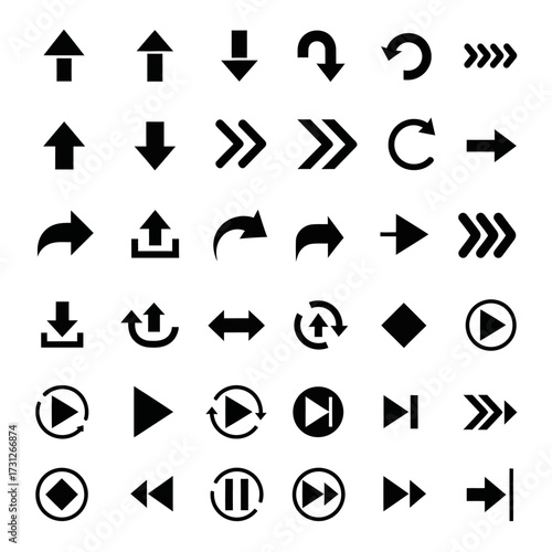 Collection of Black Arrow Icons and Symbols