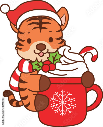 Illustrations of cute tiger character vector clip art for kids.
