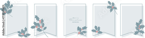 クリスマスのベクターイラストカード。12月のクリスマスポストカード。ヒイラギのクリスマス背景。Christmas Vector Illustration Card. December Christmas Postcard. Holly Christmas Background.