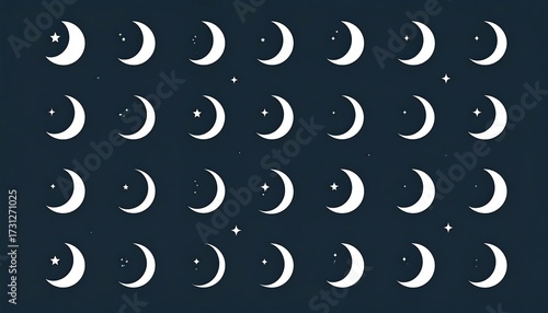 Lunar phases against a night sky