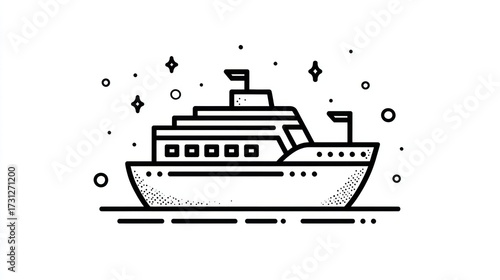 Simple line drawing of a luxury yacht