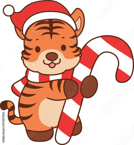 Illustrations of cute tiger character vector clip art for kids.