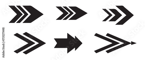 Collection of diverse black arrow vector illustrations for wayfinding and graphic design usage
