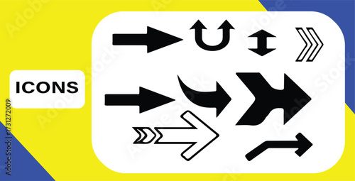 Collection of stylized arrow icons in black and white various shapes directions and orientations vector