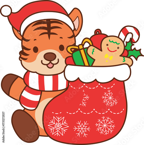 Illustrations of cute tiger character vector clip art for kids.